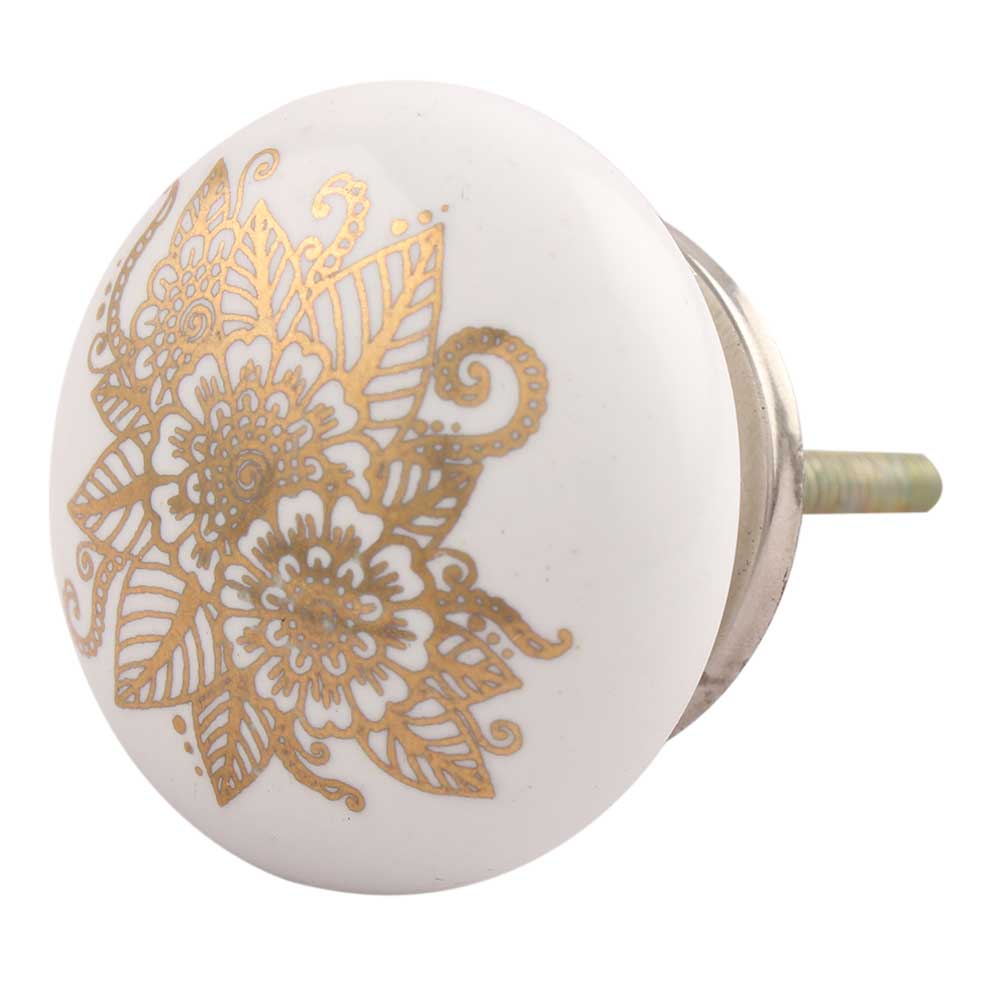 Golden Calliopsis Flower Flat Ceramic Dresser Knob